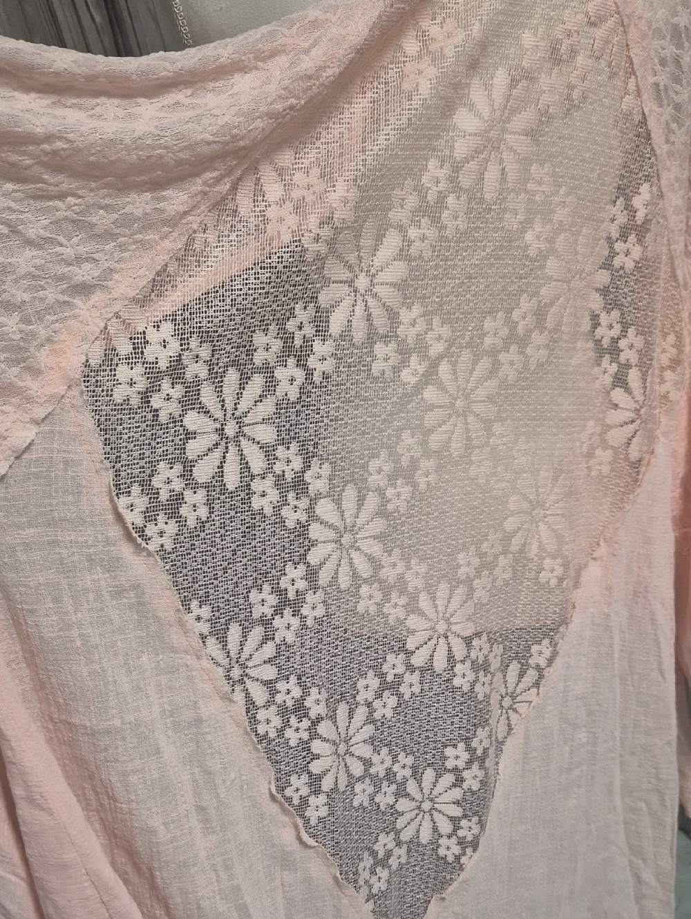 Delicate Pink Lace Floral Panel Top "Kimono" Pretty Sz S